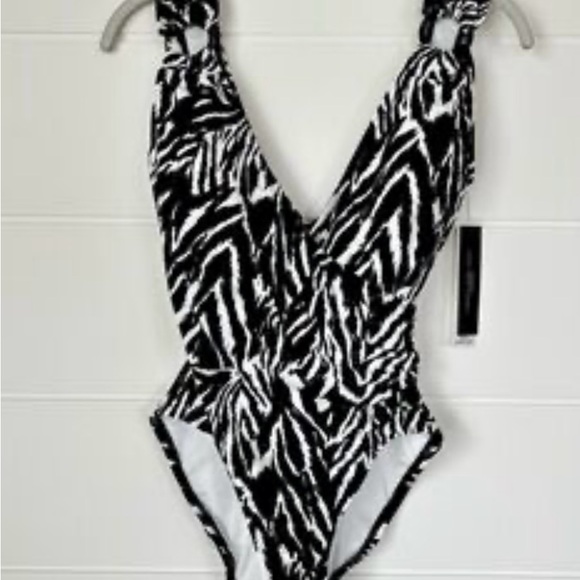NWT Carmen Marc Valvo Zebra Print Swimsuit - Picture 2 of 6